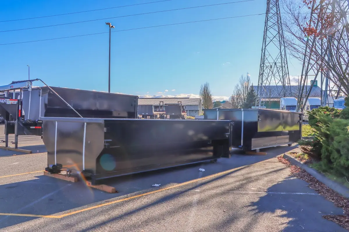 Roll-off dumpster ready for waste disposal at job site for Yard Waste Dumpster Rental in Ladue